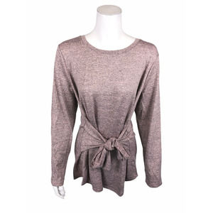 Studio by Denim & Co. Regular Brushed Heathered Tie Front Tunic Mauve Large Size